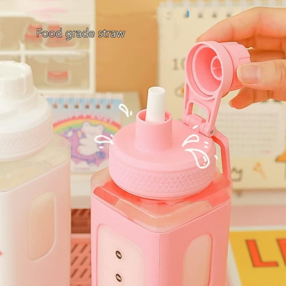 Kawaii Water Bottle with Lid and Straw