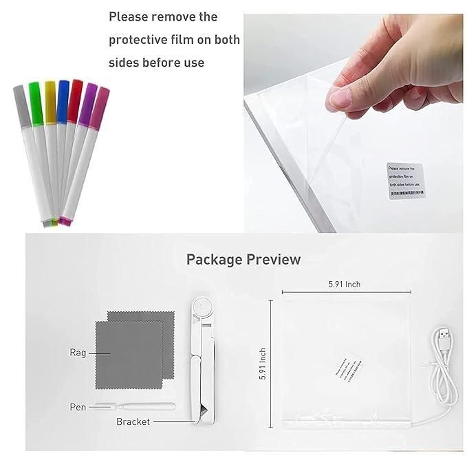 3D LED Light Glass Acrylic Writing pad for Kids